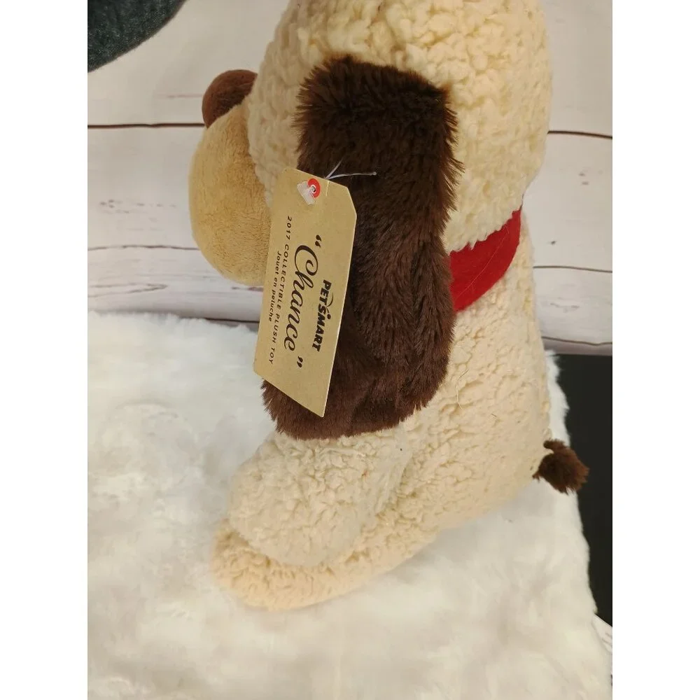 Petsmart Chance Collectible Holiday Plush Dog Cream & Brown Polyester Fibers 14